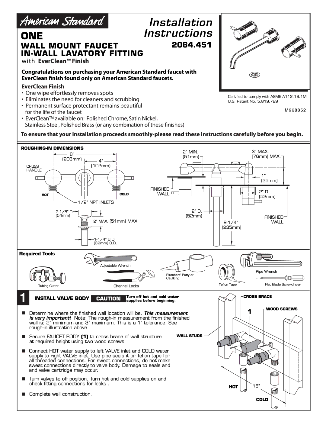 American Standard 2064.451 manual 