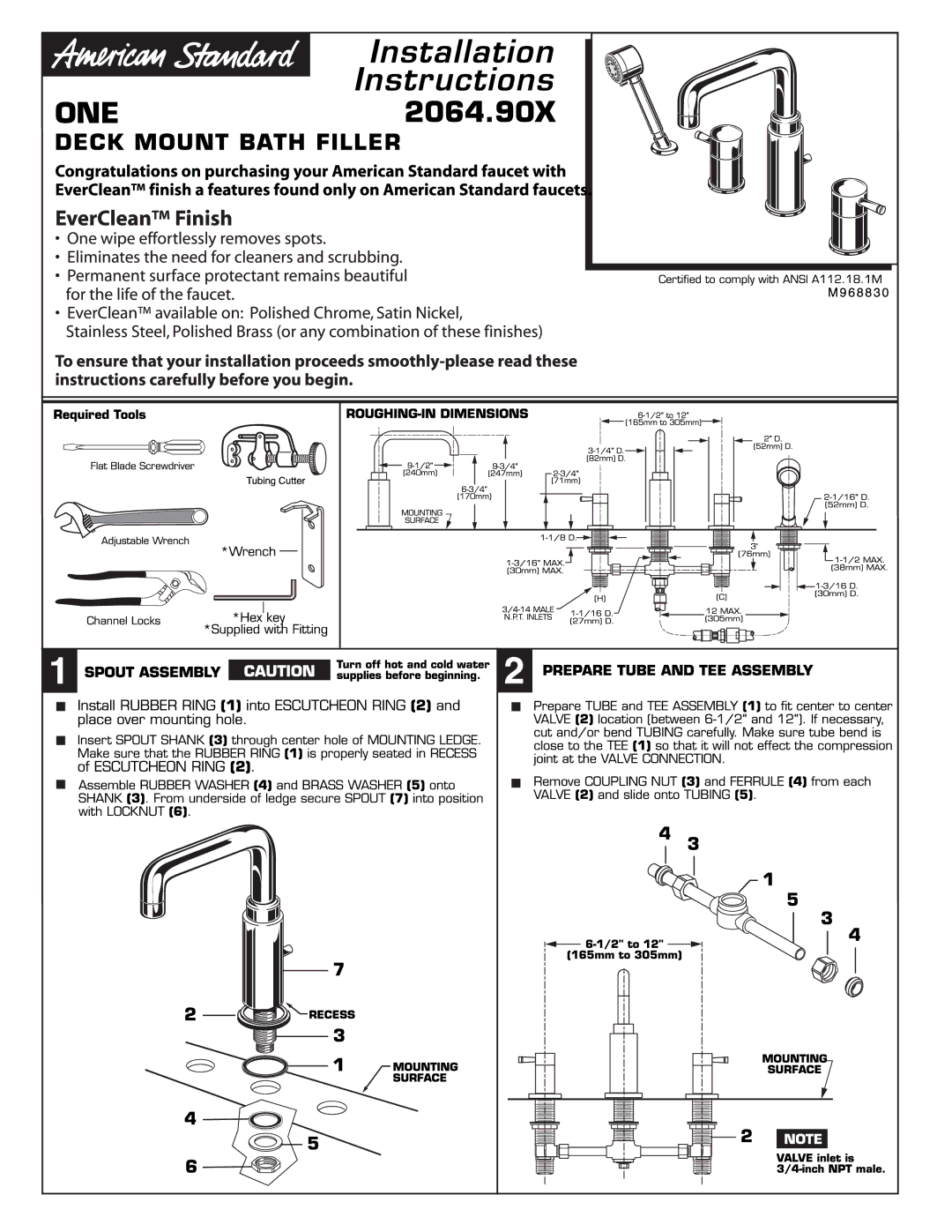 American Standard 2064.90X manual 