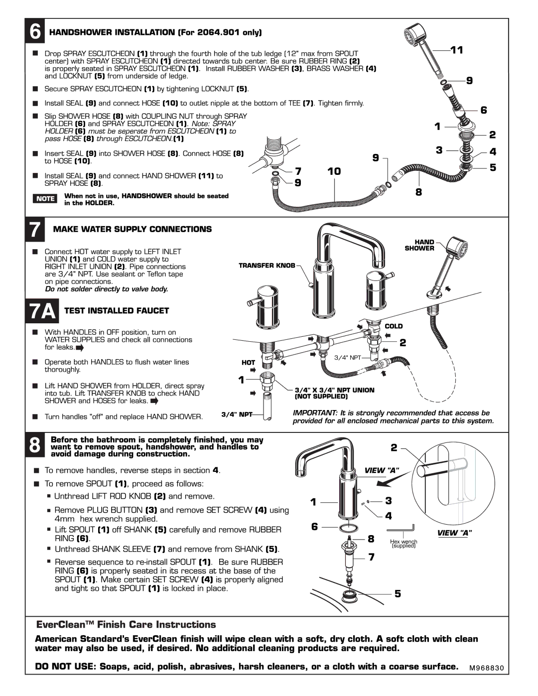 American Standard 2064.90X manual 