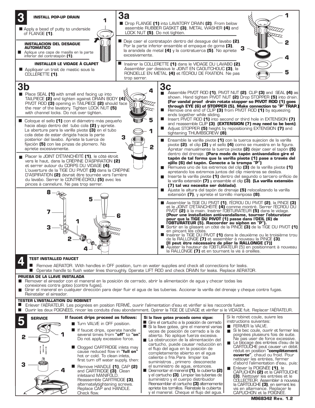 American Standard 2175.207, 2175.205 Apply a bead of putty to underside of Flange, Appliquer un trait de mastic sous la 