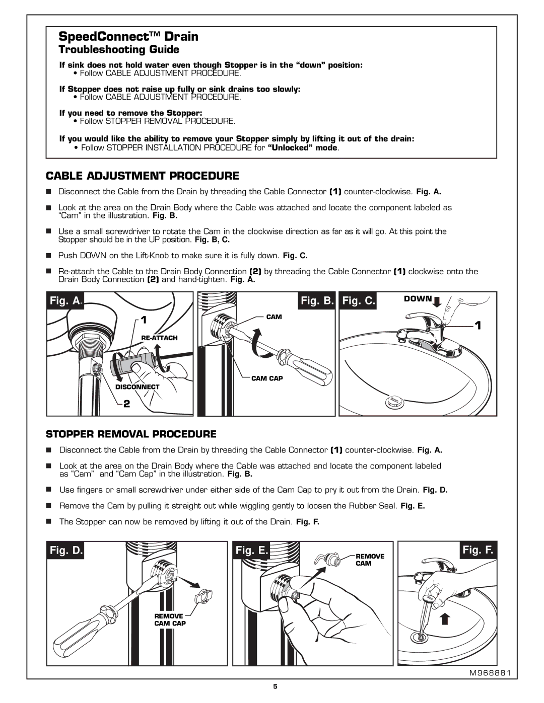 American Standard 2175.502 installation instructions SpeedConnect Drain 