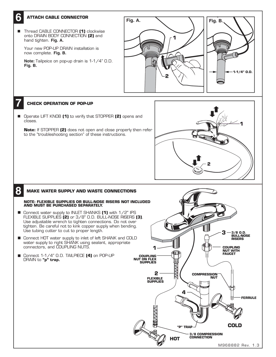 American Standard Single Control Lavatory Faucet with Speed Connect Drain, 2175.503 Attach Cable Connector 