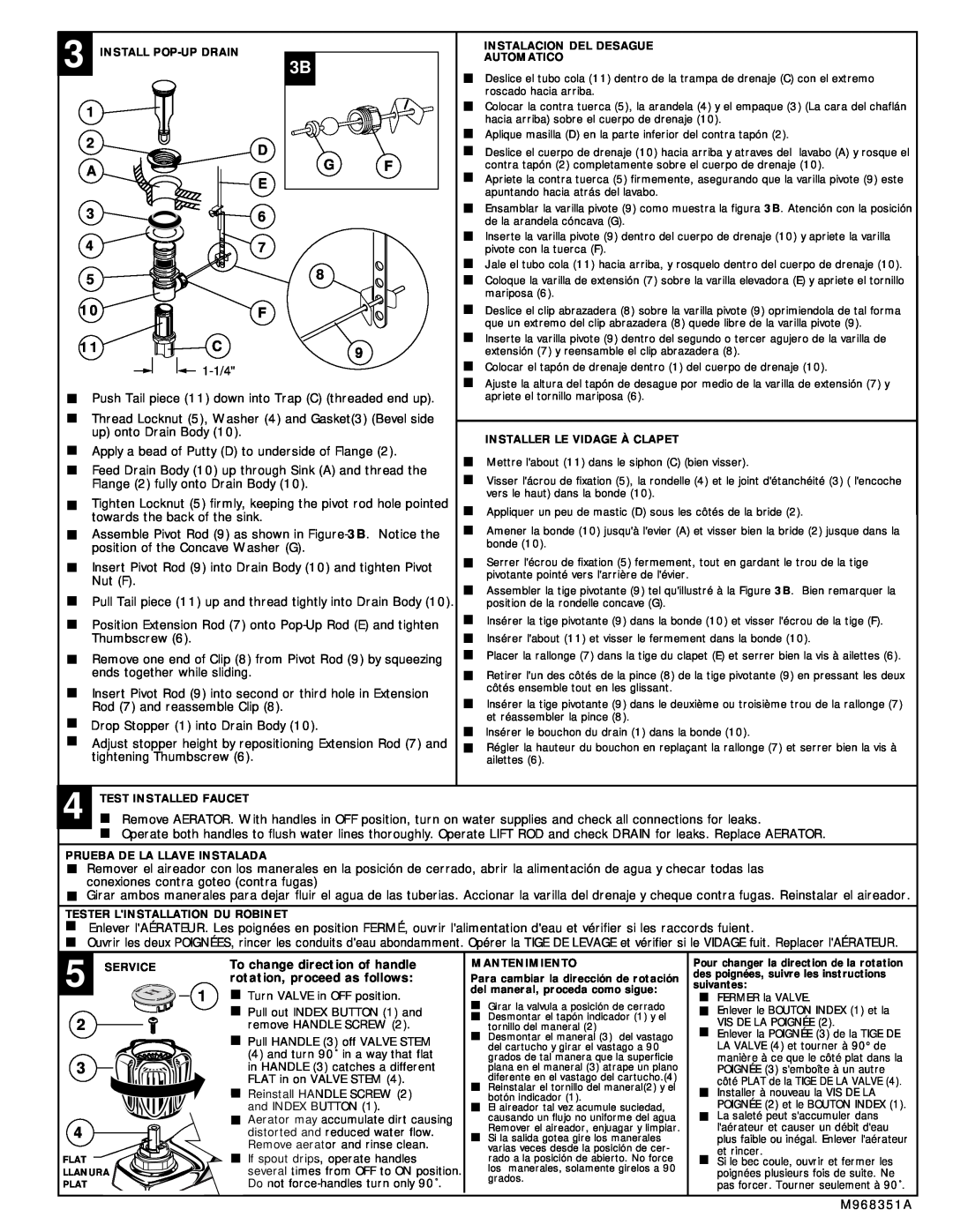 American Standard 2275.309, 2275.209 installation instructions 