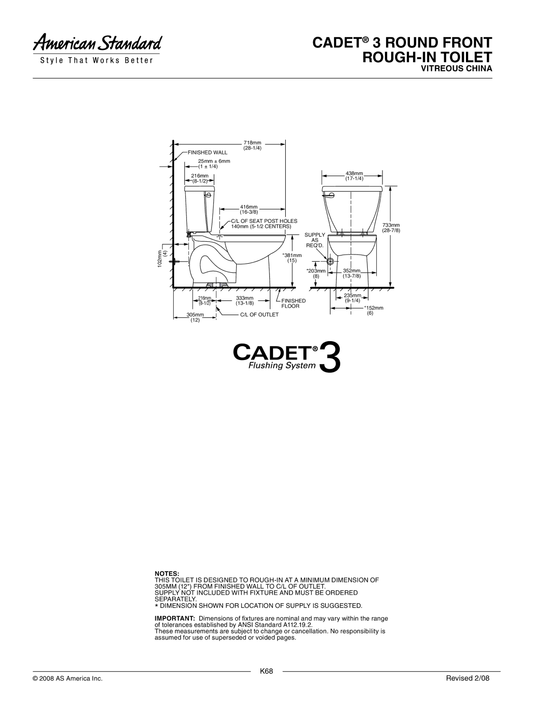 American Standard 2384.012 dimensions K68 