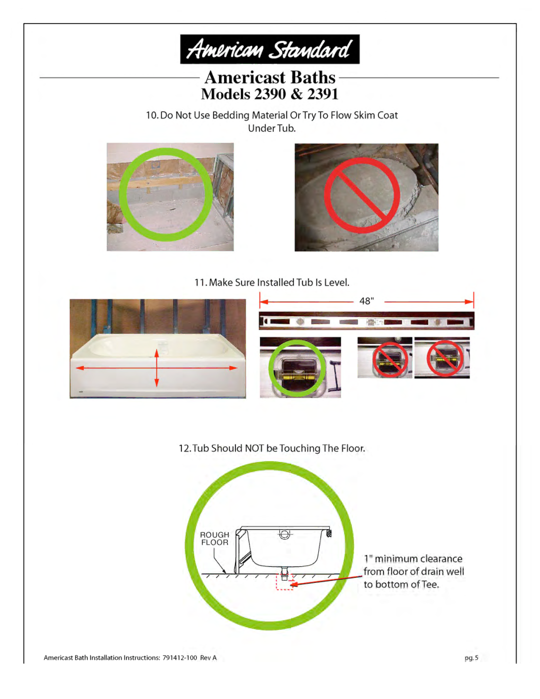 American Standard 2460.XXXW Series installation instructions 