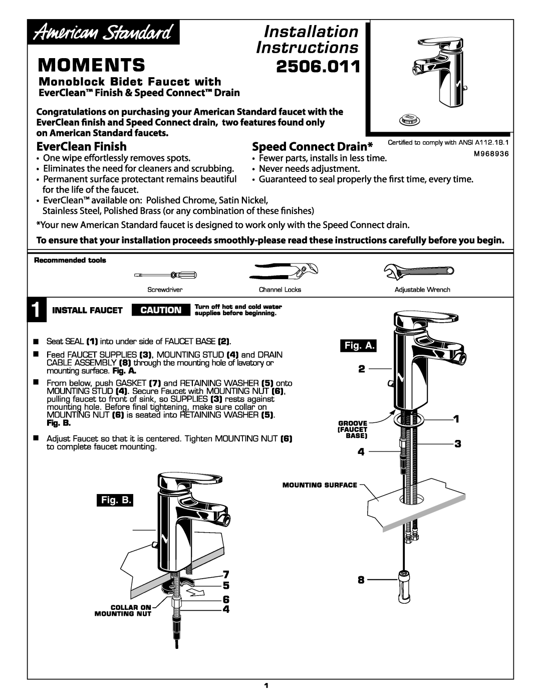 American Standard 2506.011 manual 