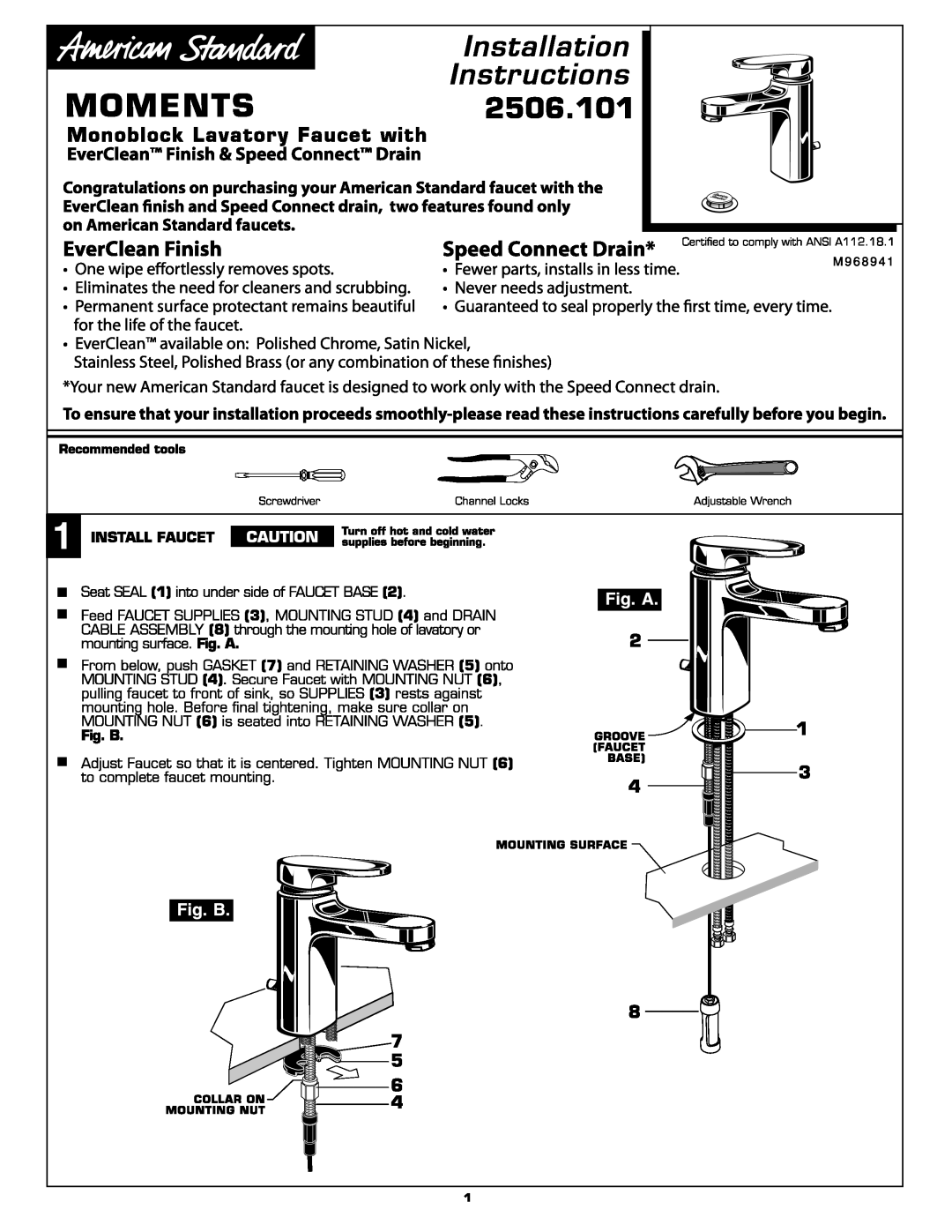 American Standard 2506.101 manual 