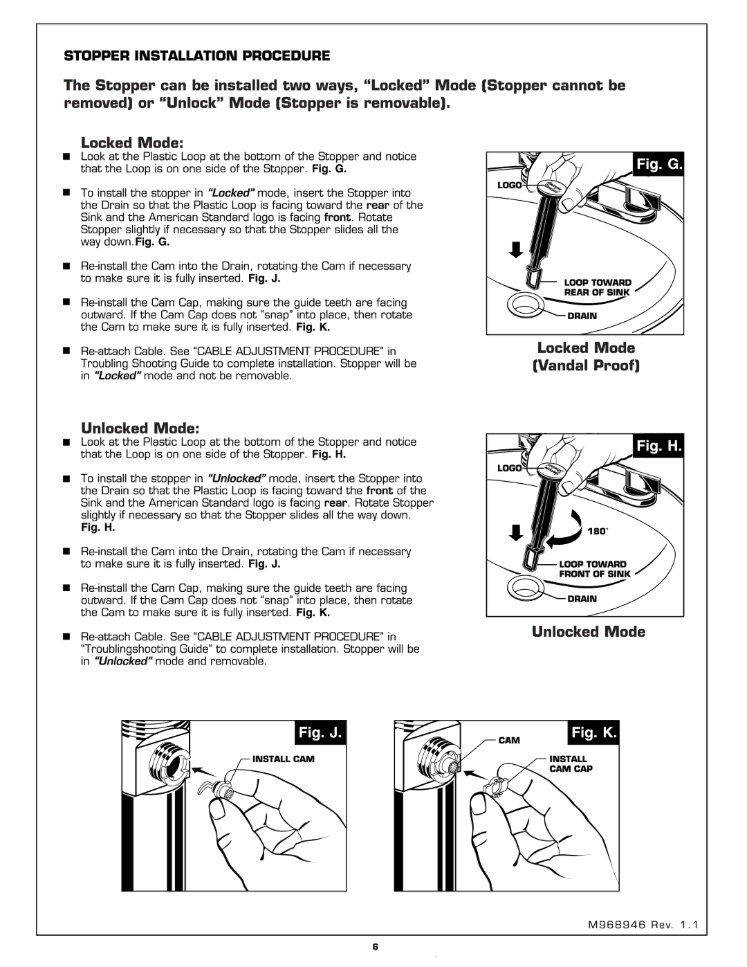 American Standard 2506.801 manual 