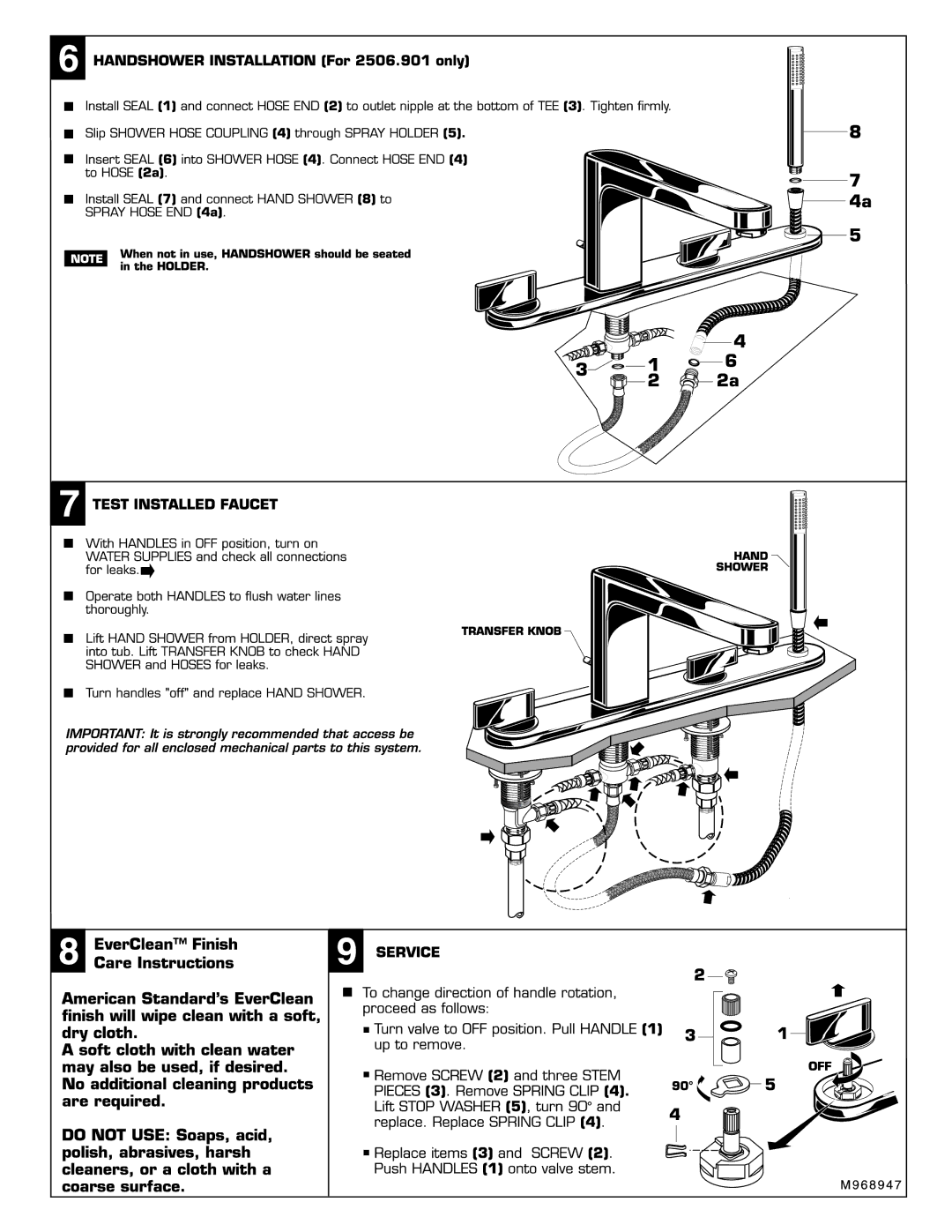 American Standard 2506.901, 2506.900 manual 