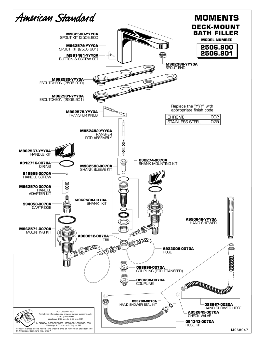 American Standard 2506.900, 2506.901 manual 