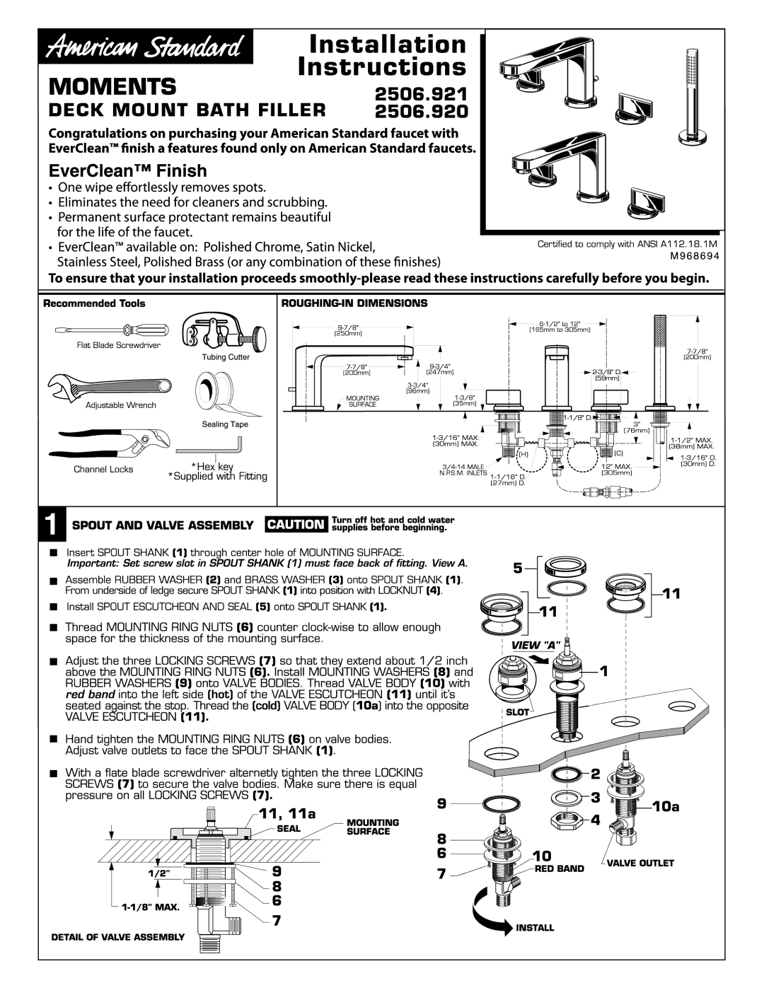 American Standard 2506.901, 2506.900 manual 