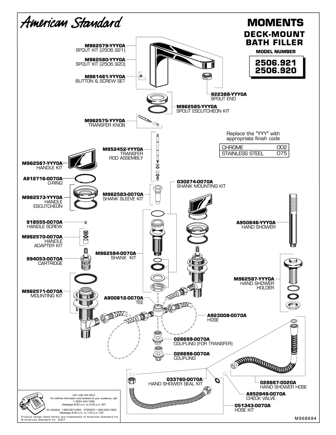 American Standard 2506.900, 2506.901 manual 