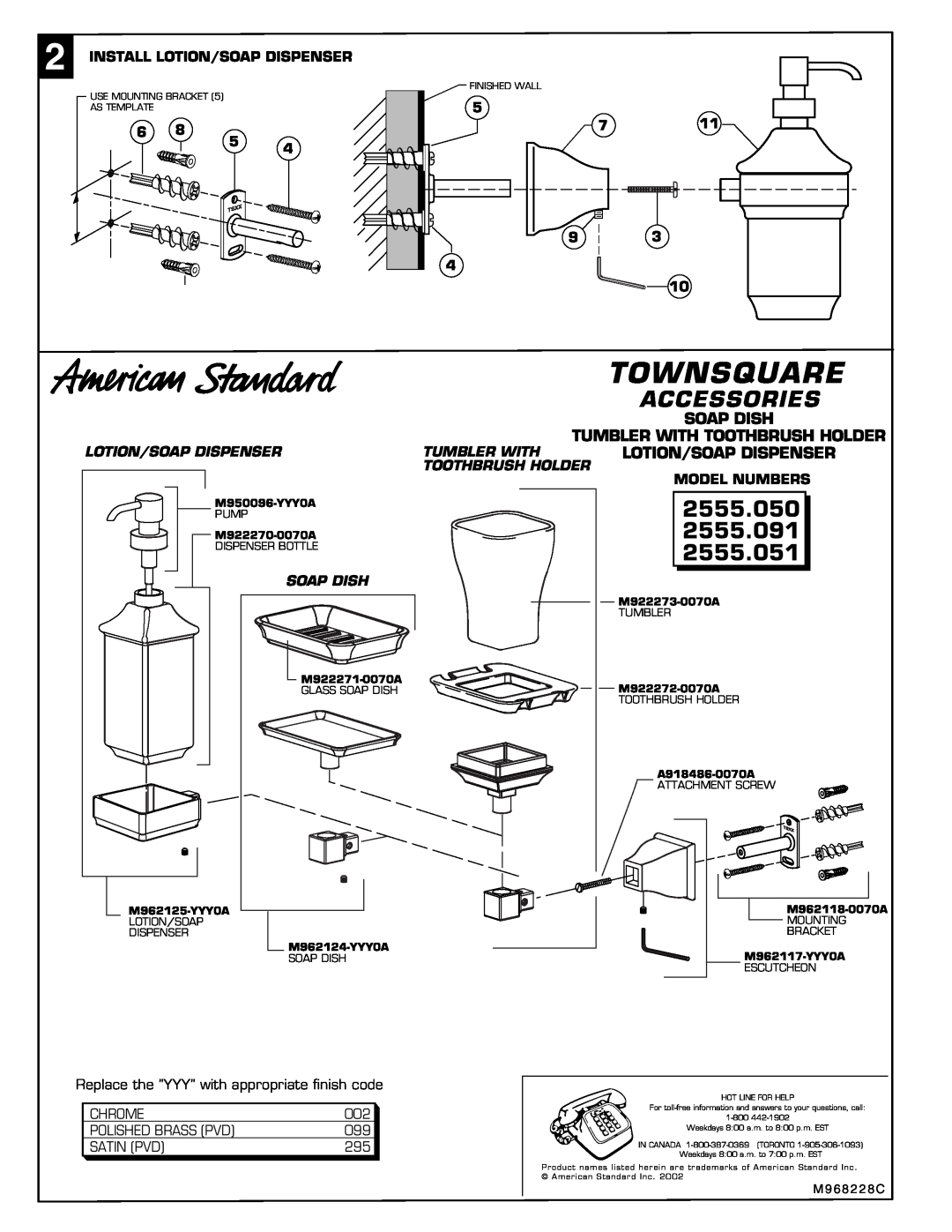 American Standard 2555.050 2555.091 2555.051, Townsquare, Accessories, Soap Dish, Tumbler With Toothbrush Holder 