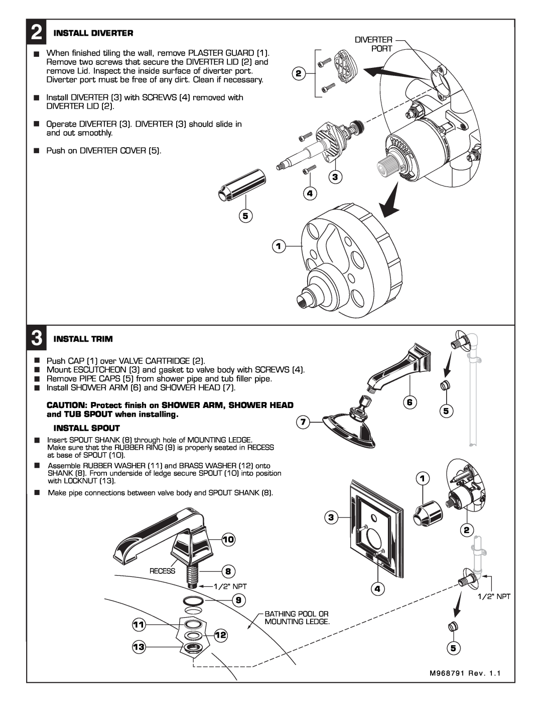 American Standard 2555.652 installation instructions Install Diverter 