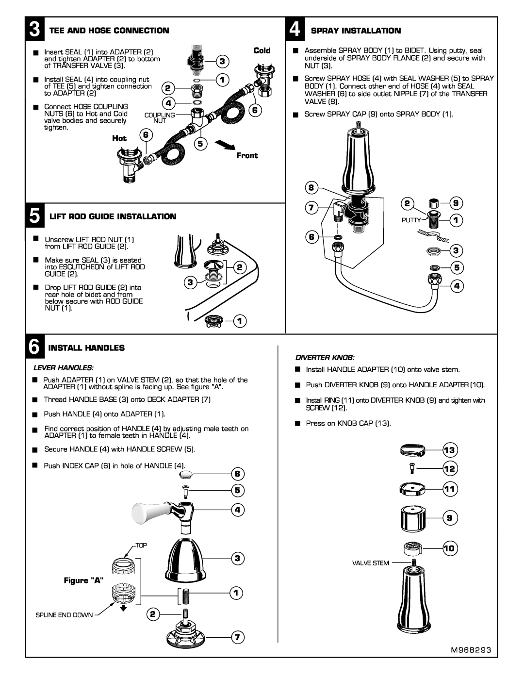 American Standard 2580 installation instructions Tee And Hose Connection 
