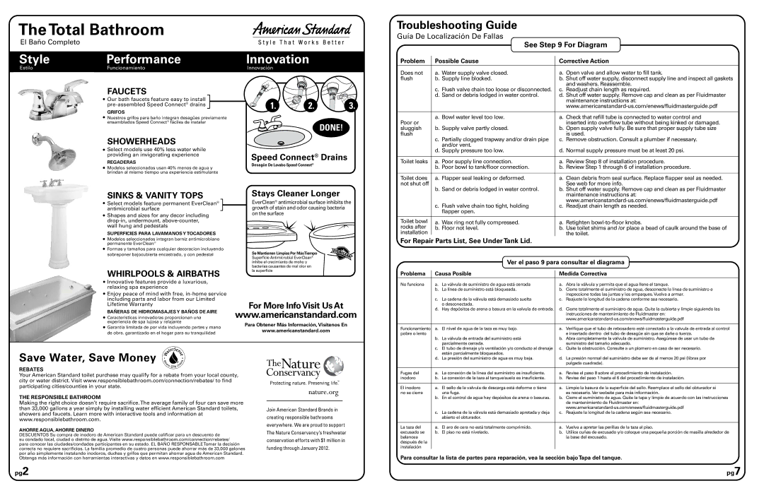 American Standard 2585.000ST, 2586.000ST warranty Total Bathroom 