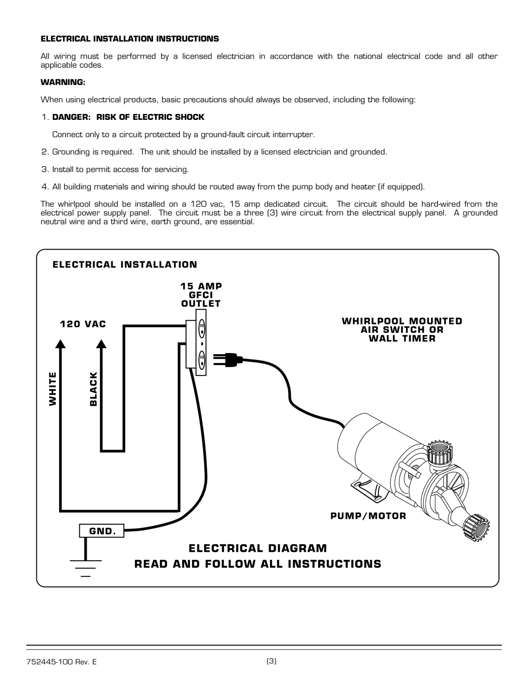 American Standard 2675 Series Electrical Diagram Read and Follow ALL Instructions, Electrical Installation Instructions 