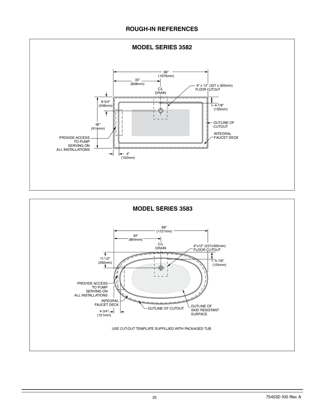 American Standard 2806, 2709, 2938, 2934, 2933, 2940, 2935, 2932, 2939, 2903, 2908, 2748, 2742, 2664 Provide Access to Pump Serving on 