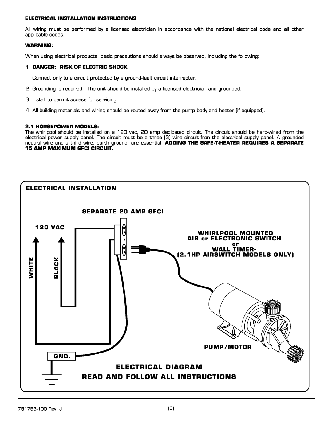 American Standard 2709.XXXW installation instructions Electrical Diagram Read And Follow All Instructions 