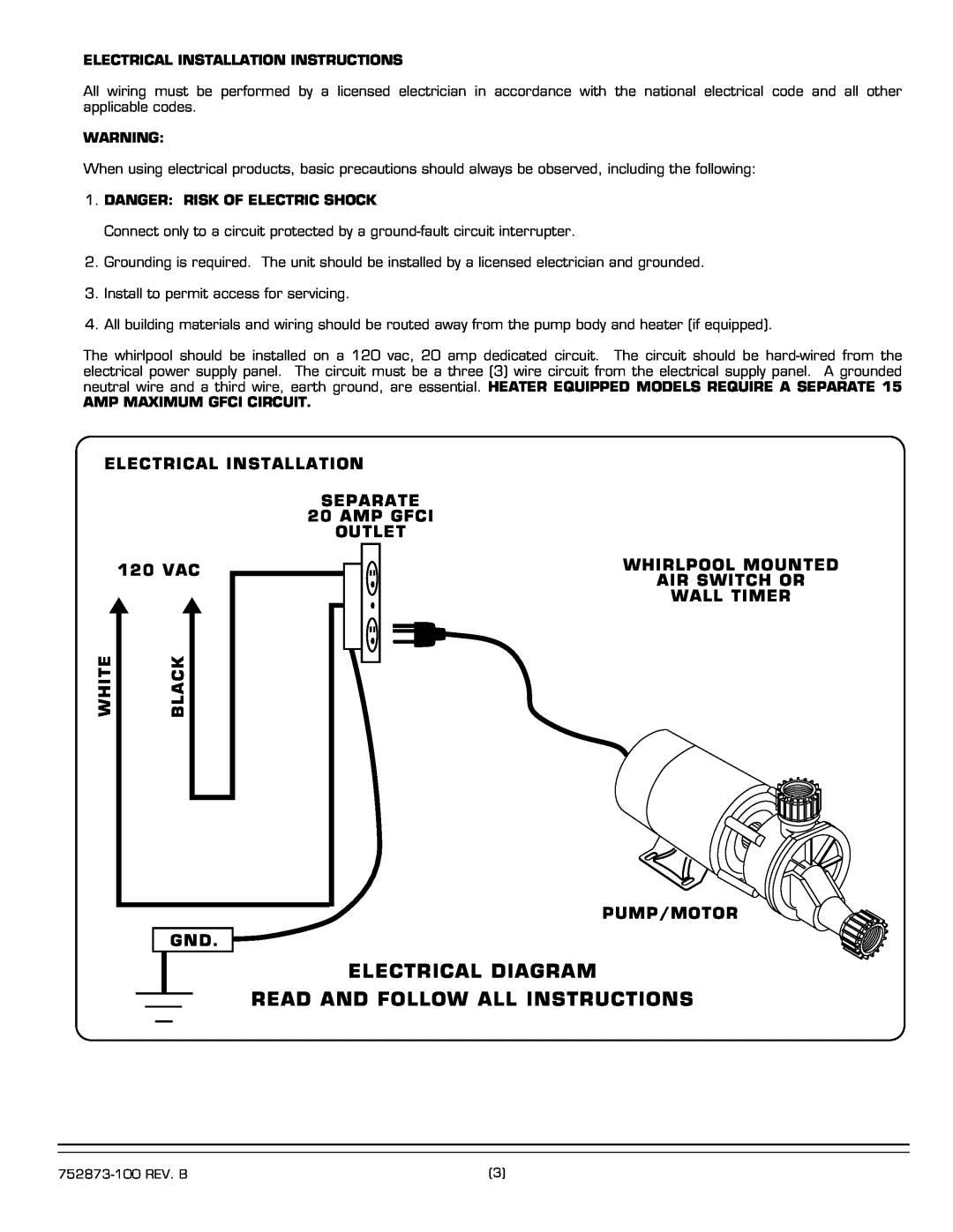 American Standard 2711E installation instructions Electrical Diagram Read And Follow All Instructions 