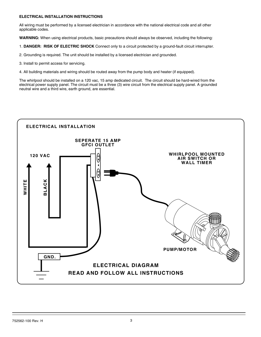 American Standard 2740.XXX SERIES installation instructions Electrical Diagram Read and Follow ALL Instructions 