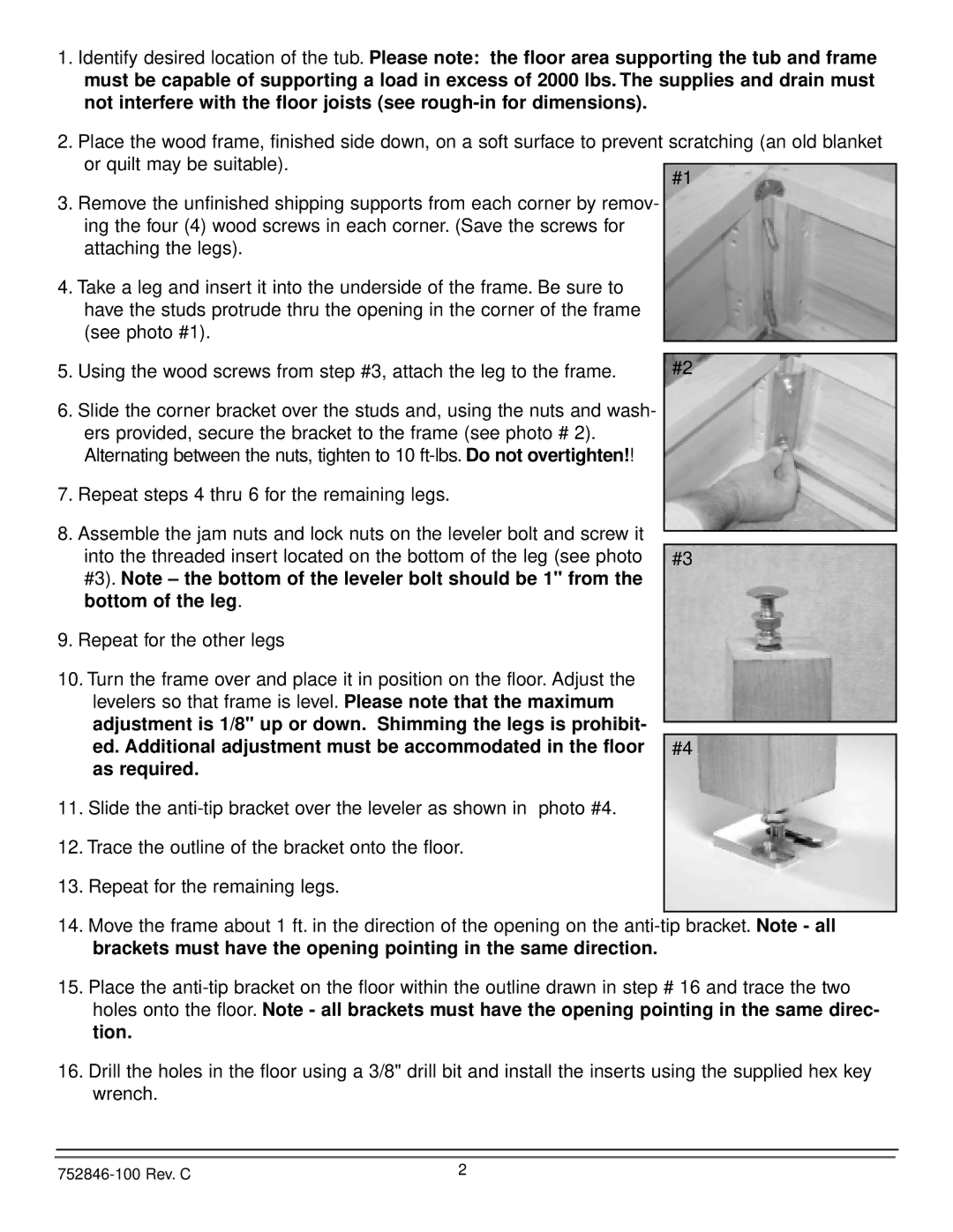 American Standard 2742.020, 2742.222 installation instructions 752846-100 Rev. C 