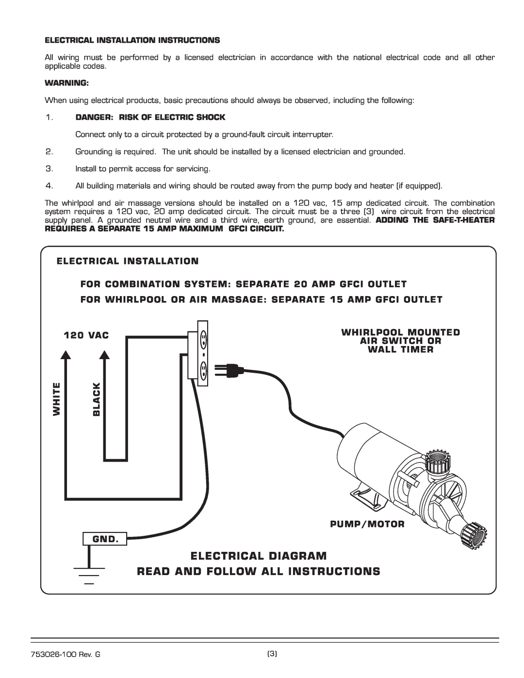 American Standard 2748.XXXW installation instructions Electrical Diagram Read And Follow All Instructions 