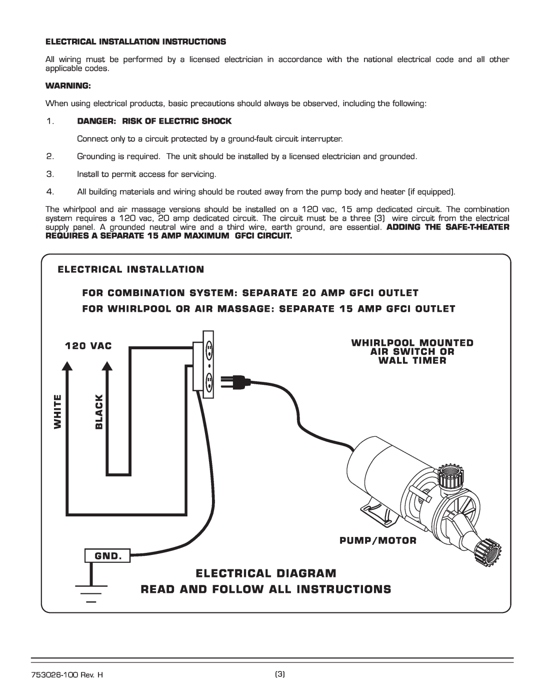American Standard 2748.XXXX installation instructions Electrical Diagram, Read And Follow All Instructions 