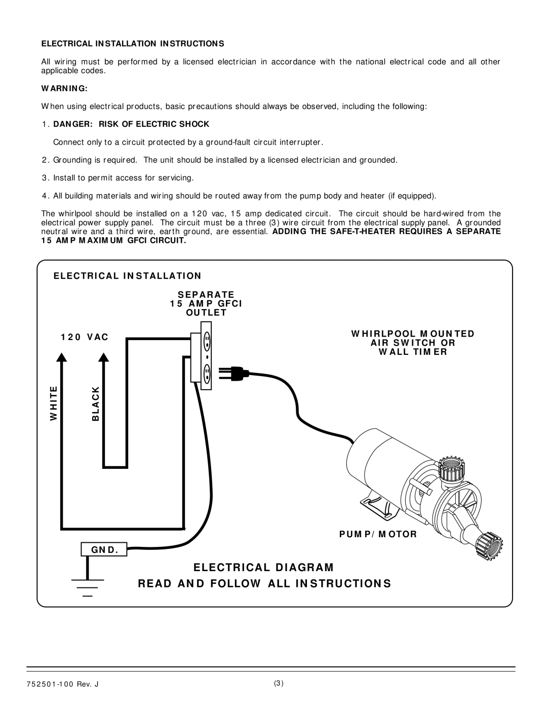 American Standard 2772.XXXW Electrical Diagram Read and Follow ALL Instructions, Electrical Installation Instructions 