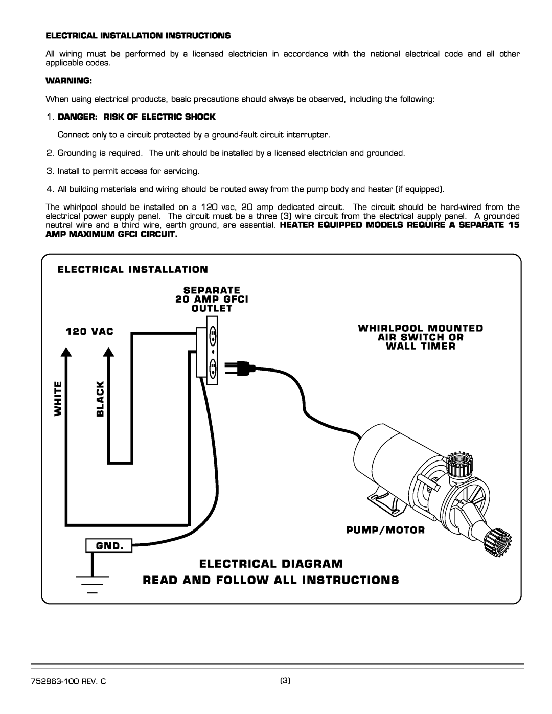 American Standard 2774E SERIES installation instructions Electrical Diagram, Read And Follow All Instructions 