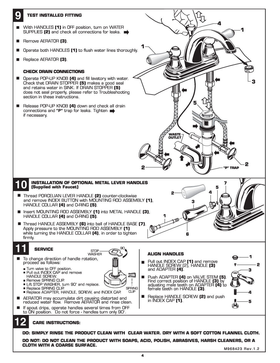 American Standard 2904 installation instructions Test Installed Fitting 