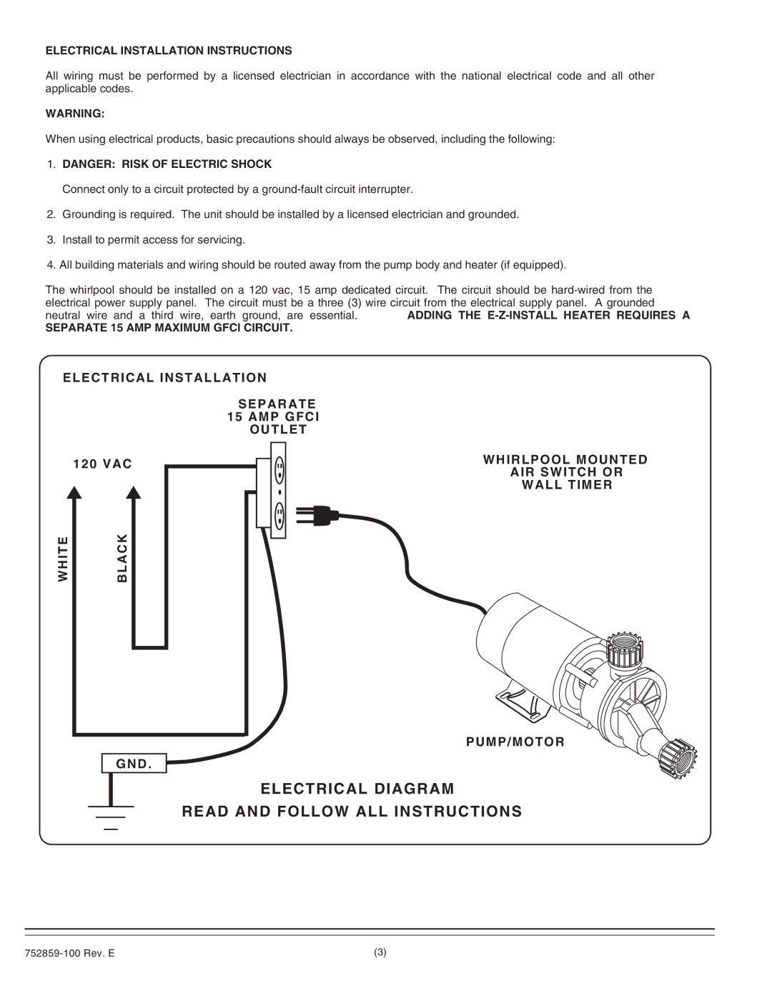 American Standard 2908EC Electrical Installation Instructions, Neutral wire and a third wire, earth ground, are essential 