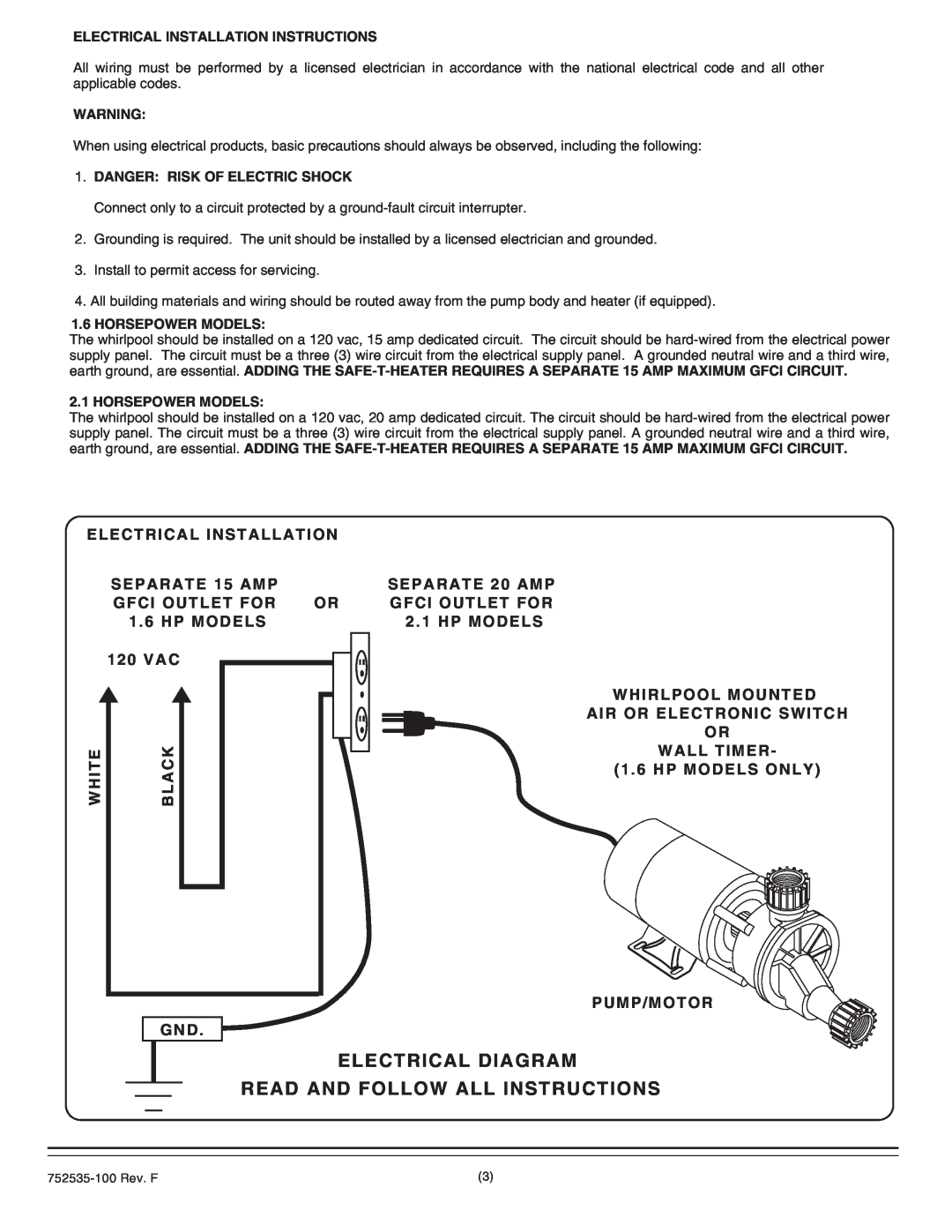 American Standard 2908.XXXW Electrical Diagram Read And Follow All Instructions, Electrical Installation Instructions 