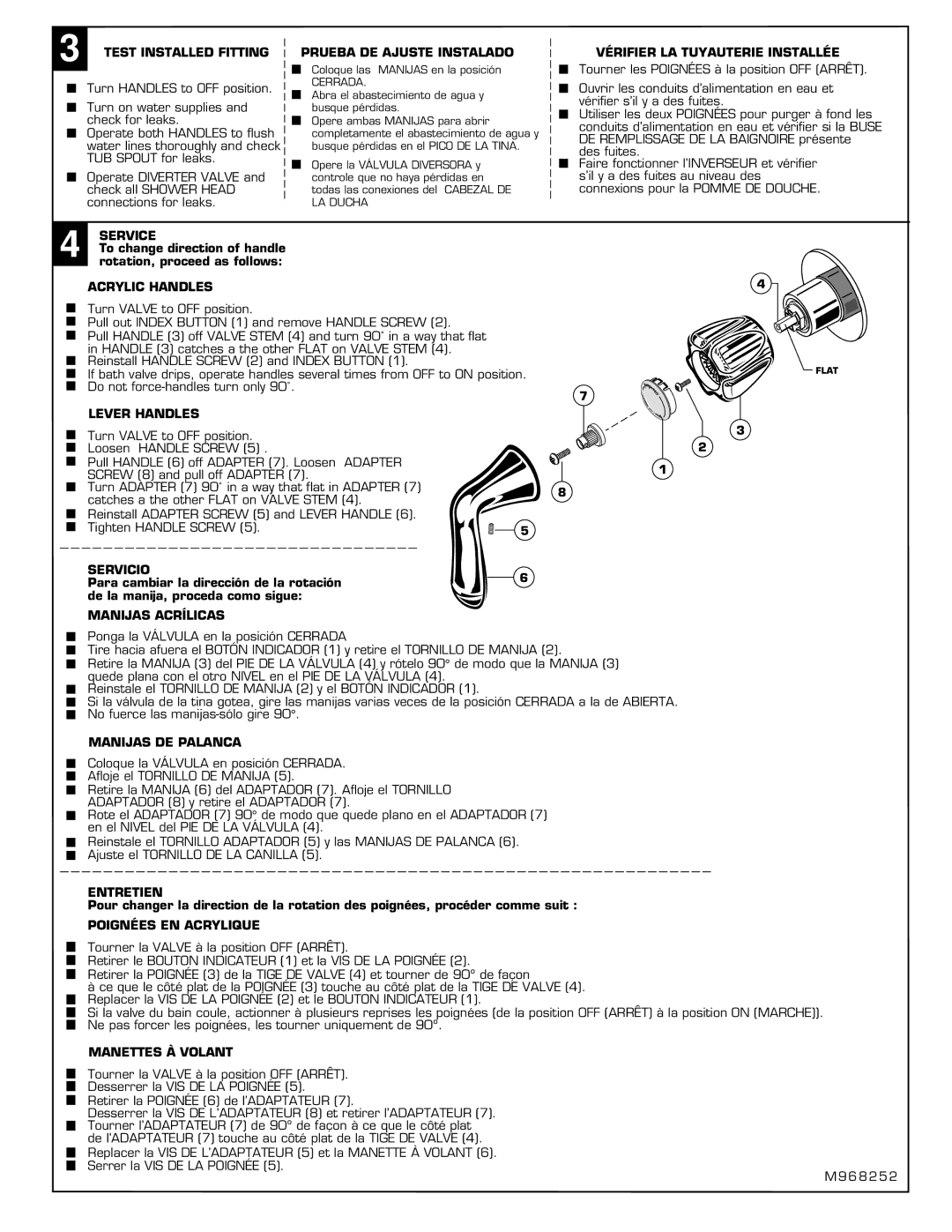 American Standard 3275 SERIES Test Installed Fitting, Prueba DE Ajuste Instalado, Vérifier LA Tuyauterie Installée 