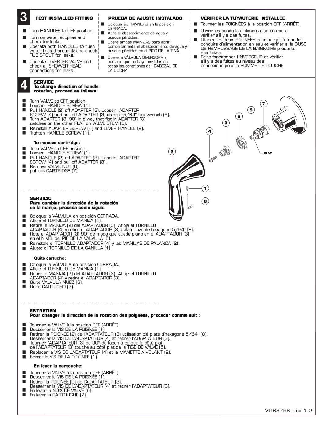 American Standard 3275 dimensions Service, Servicio, Entretien 