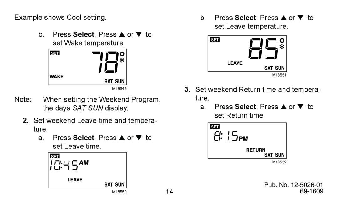 American Standard 340 manual Set Wake temperature 