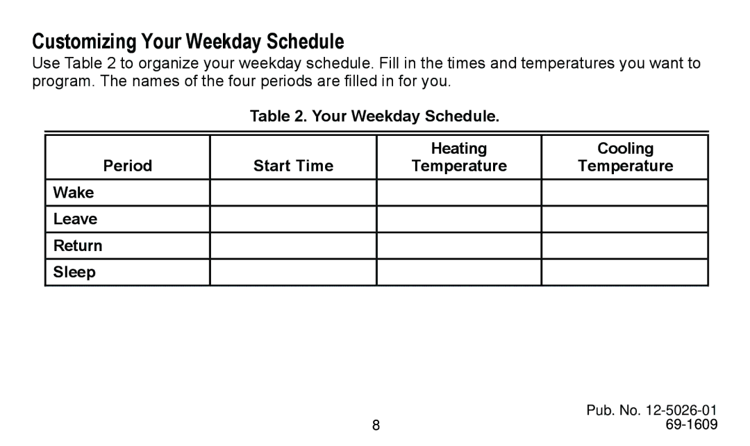 American Standard 340 manual Customizing Your Weekday Schedule 