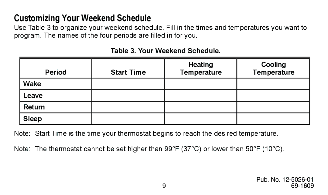 American Standard 340 manual Customizing Your Weekend Schedule 