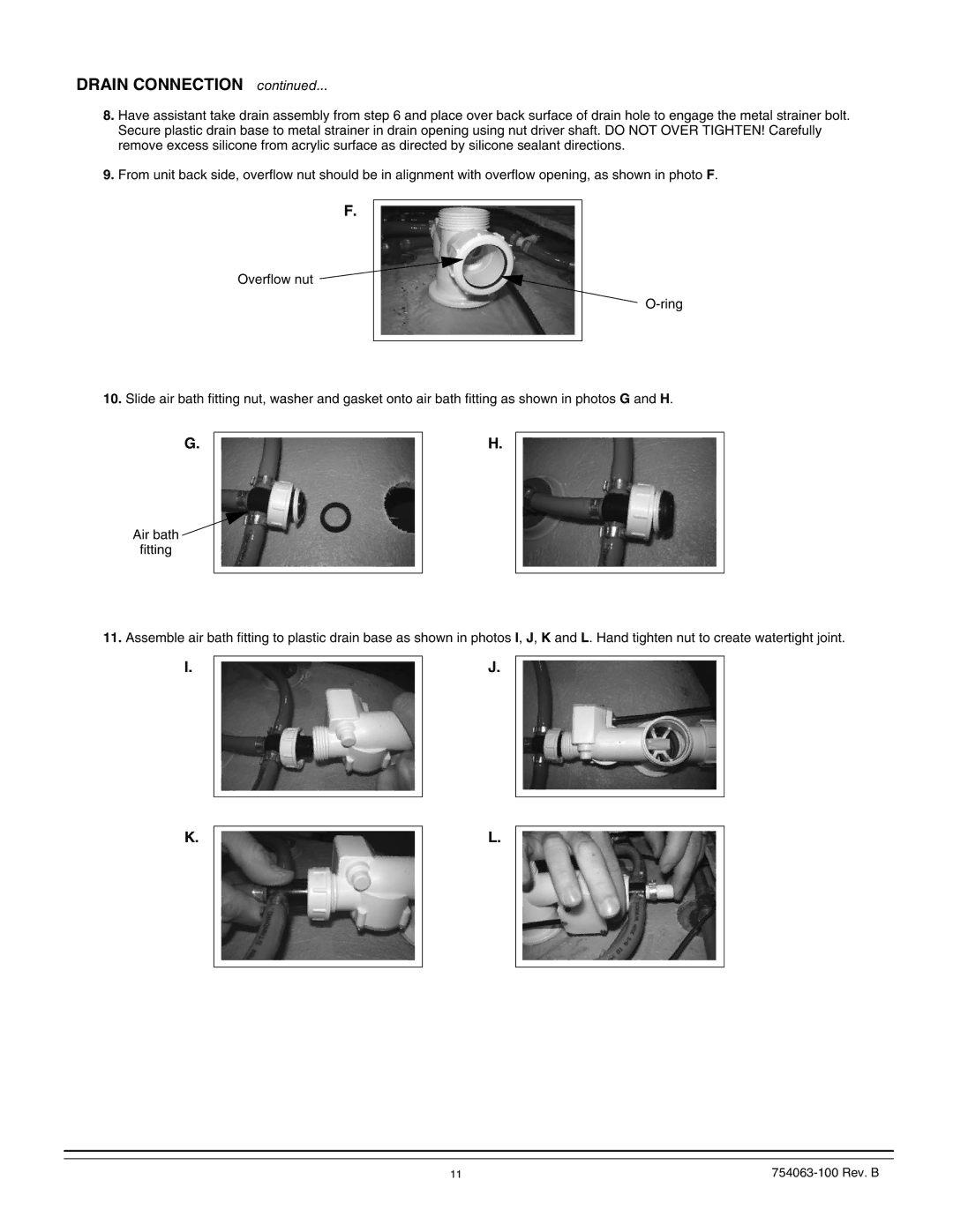 American Standard 3572, 3574, 3575 manual Drain Connection 