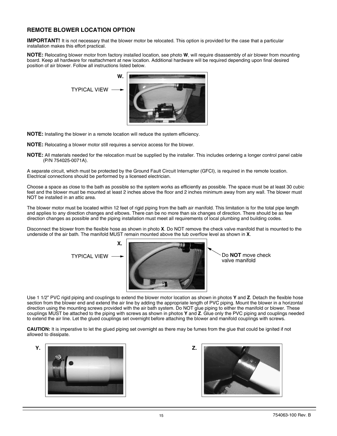 American Standard 3574, 3575, 3572 manual Remote Blower Location Option, Typical View 