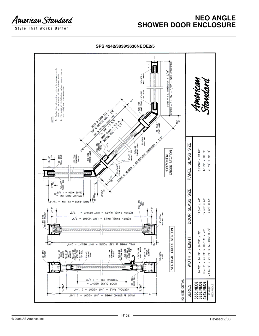 American Standard 4242.NEOE5, 3636.NEOE5, 3636.NEOE2, 4242.NEOE2, 3838.NEOE5, 3838.NEOE2 manual SPS 4242/3838/3636NEOE2/5 