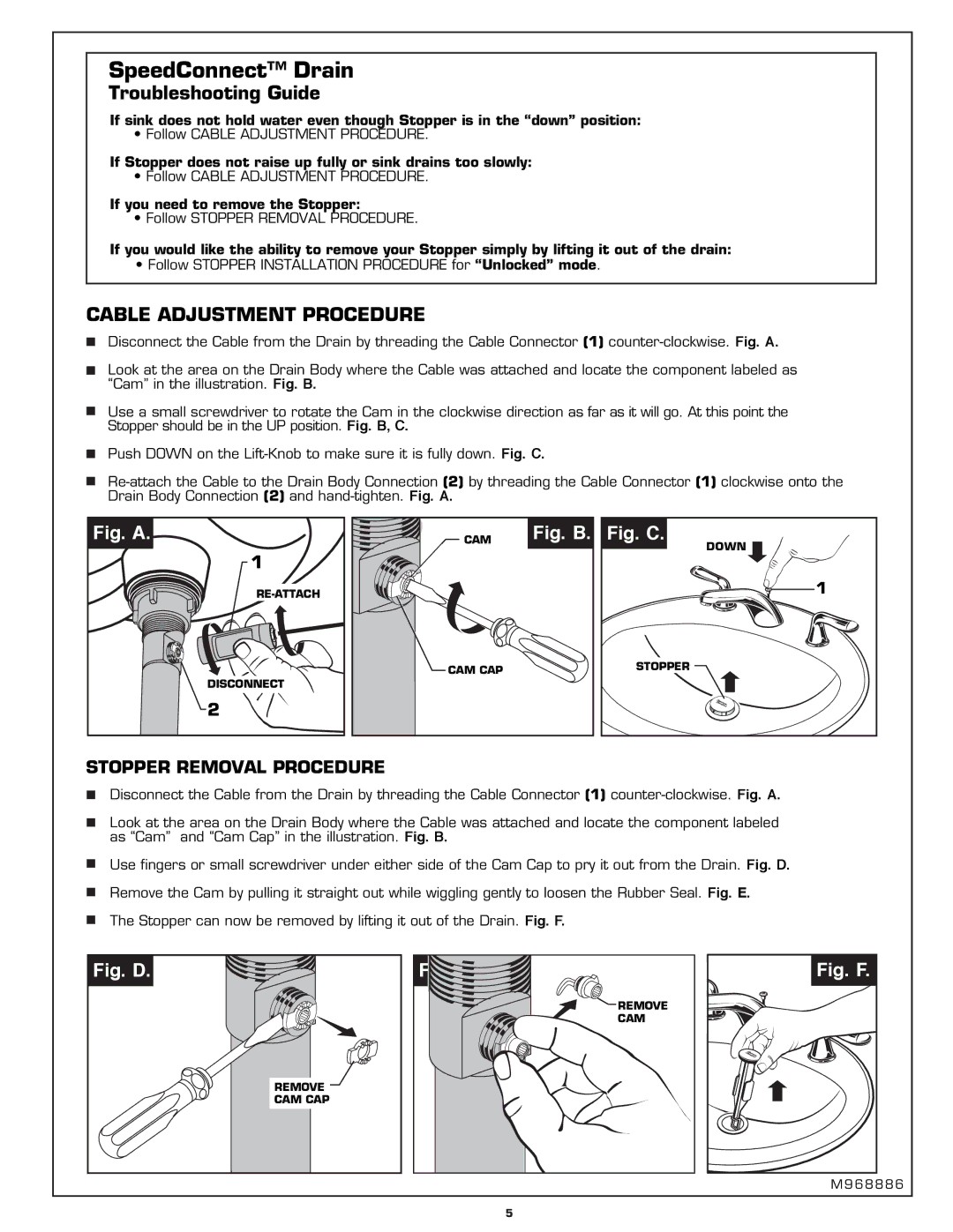 American Standard 3875-503, 3875-403 installation instructions SpeedConnect Drain 