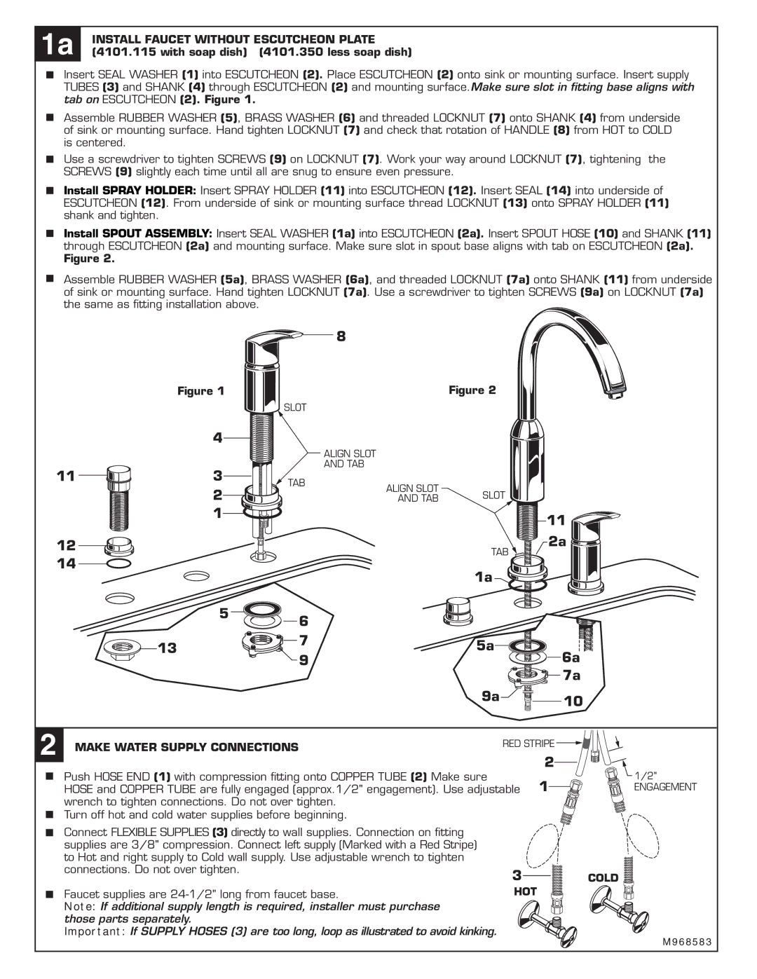 American Standard 4101.301 Install Faucet Without Escutcheon Plate, With soap dish 4101.350 less soap dish, Cold, Hot 