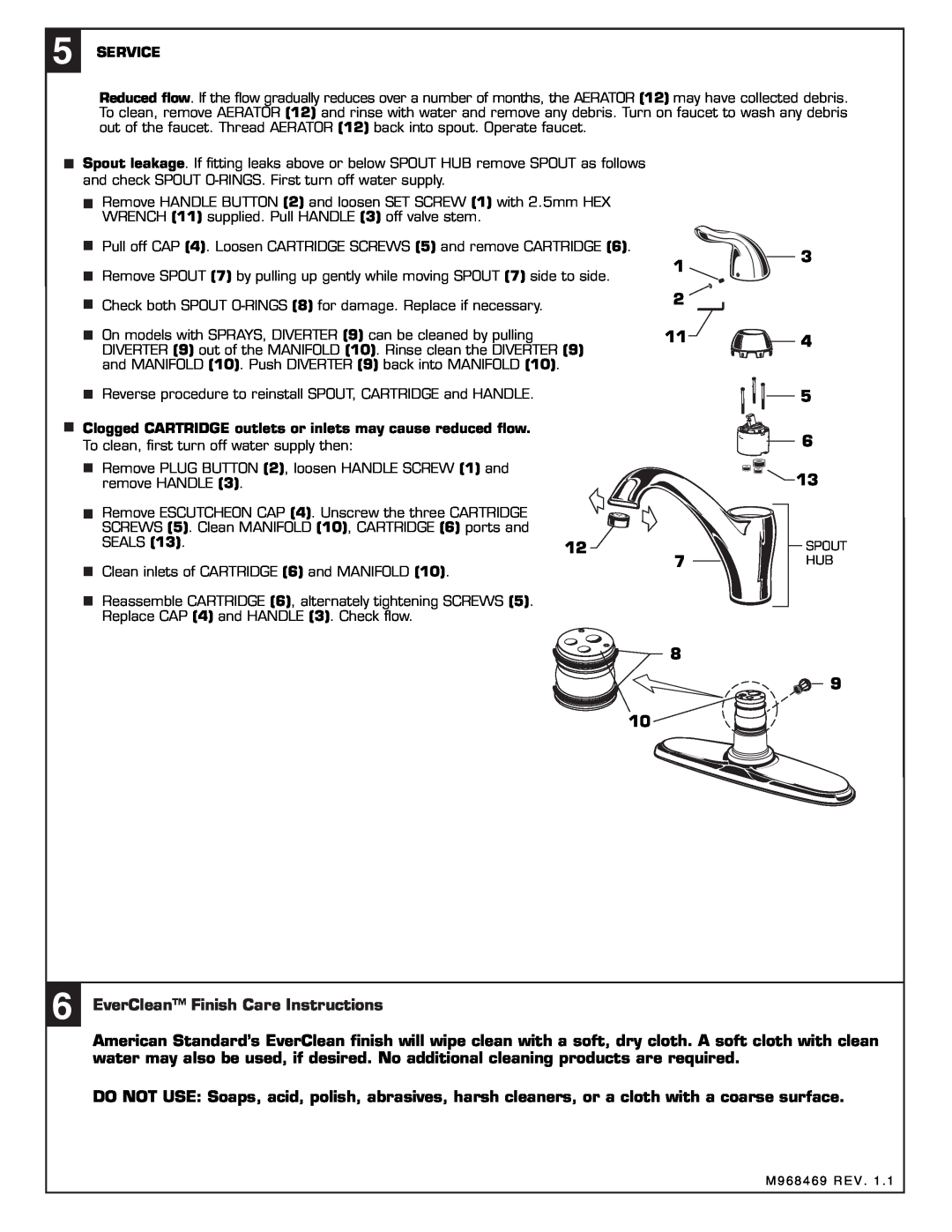 American Standard 4114.003, 4114.001 installation instructions EverClean Finish Care Instructions 