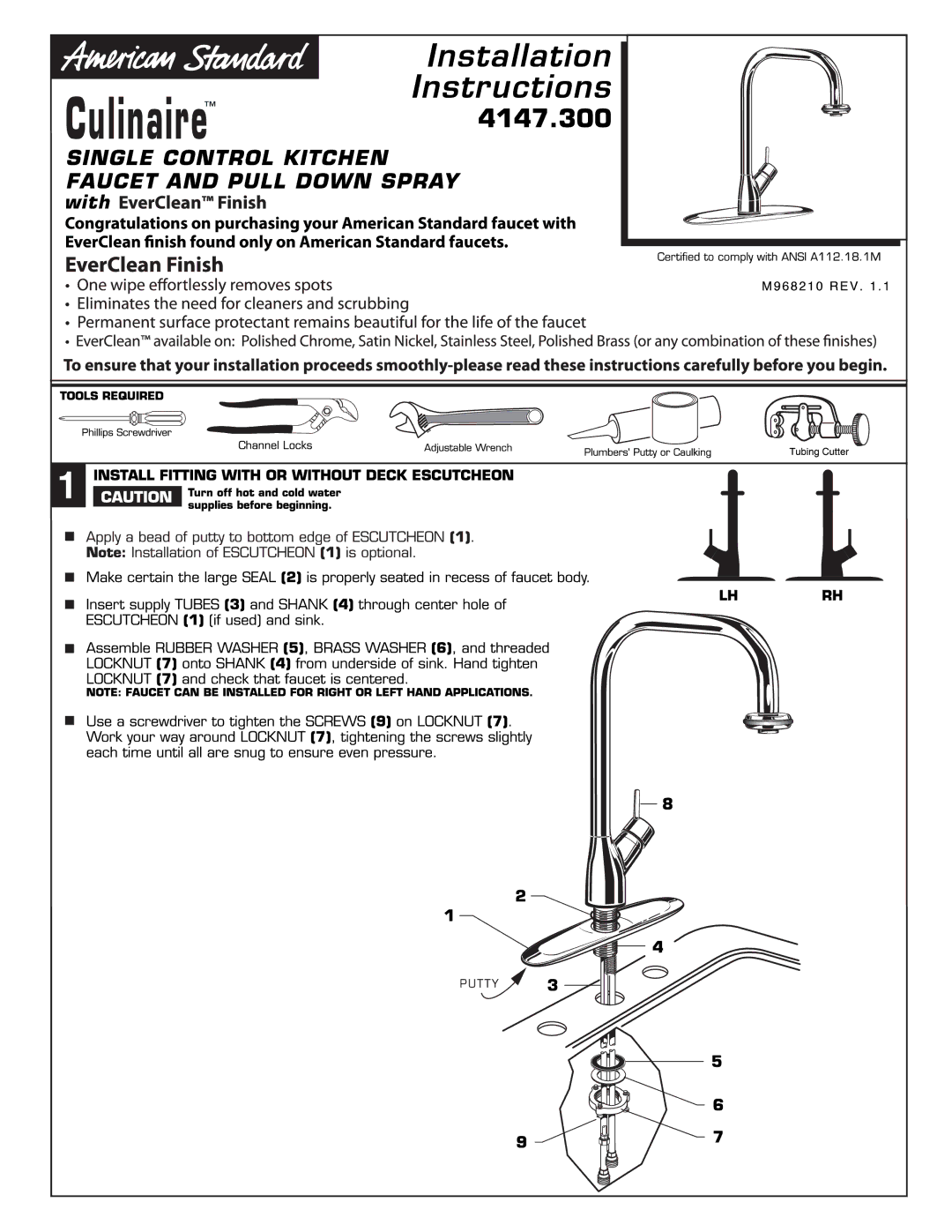 American Standard 4147.300 manual 