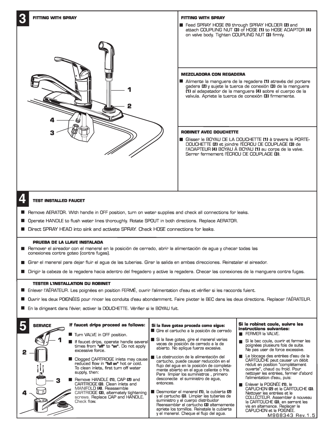 American Standard 4175.203, COLONY SINGLE CONTROL KITCHEN FAUCET If faucet drips proceed as follows 