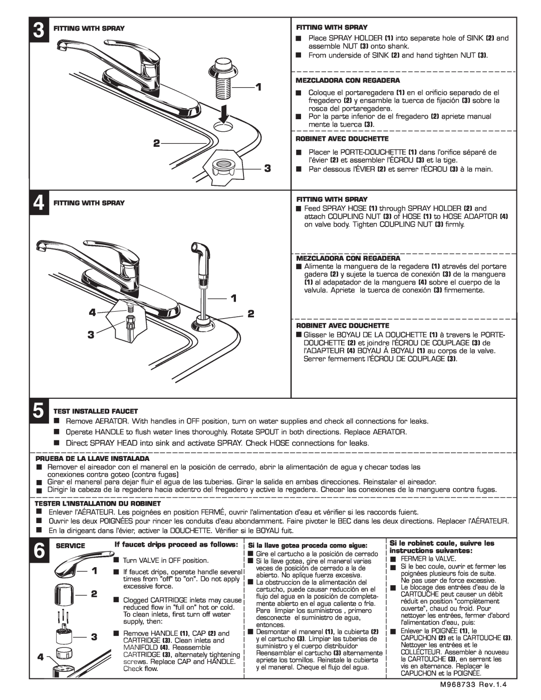 American Standard 4175.5 If faucet drips proceed as follows, Si le robinet coule, suivre les instructions suivantes 