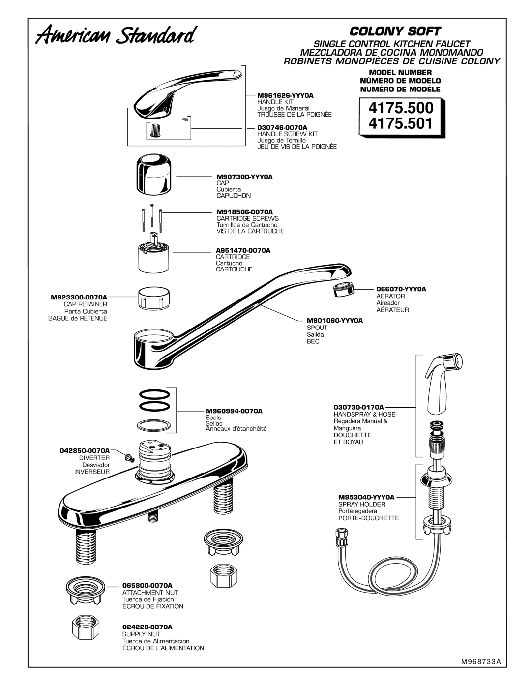 American Standard 4175.500, 4175.501 installation instructions 