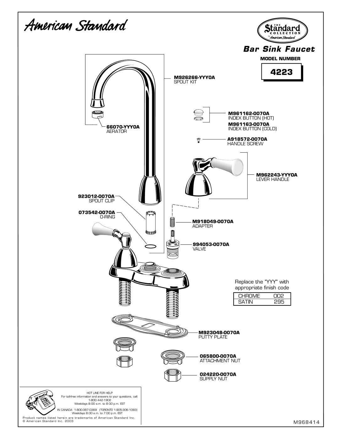 American Standard 4223 installation instructions 