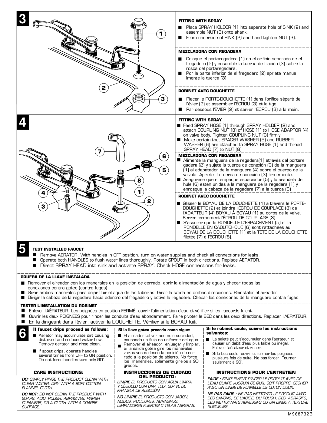 American Standard 4275.501 If faucet drips proceed as follows, Si le robinet coule, suivre les instructions suivantes 